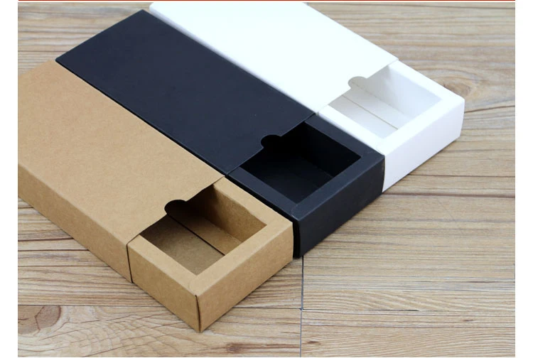 Image Luxury black kraft paper sliding box, cardboard drawer box, CD sleeve Black slide box Custom gift box