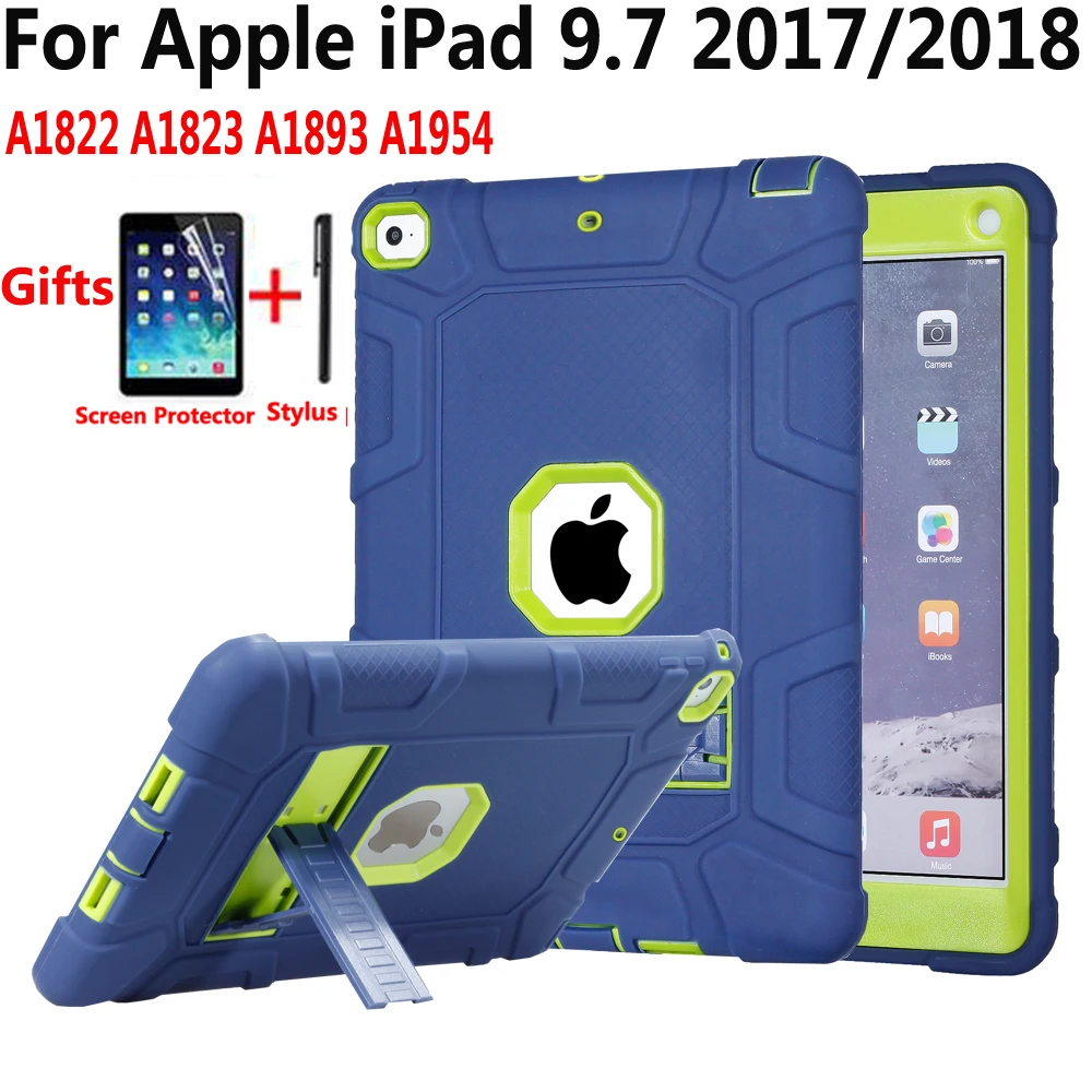 Tablet Cover Case for Apple iPad 9.7 2018 6th 2017 5th A1822 A1823 A1893 Tire Silicon Kids Shockproof Stand Shell with Film Pen
Tablet Cover Case for Apple iPad 9.7 2018 6th 2017 5th A1822 A1823 A1893 Tire Silicon Kids Shockproof Stand Shell with Film Pen