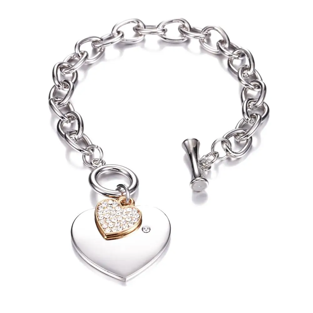 Big Double Crystal Heart Charms bracelet For Women Punk Trendy Big Gold Silver Chain Bracelet New Fashion Jewelry Gifts 2019
Big Double Crystal Heart Charms bracelet For Women Punk Trendy Big Gold Silver Chain Bracelet New Fashion Jewelry Gifts 2019