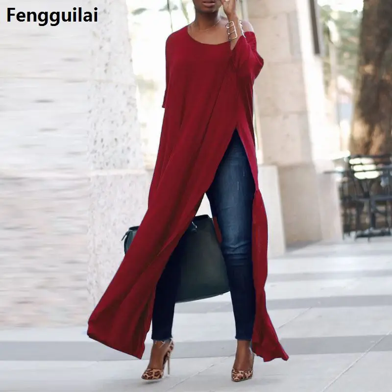 2018 Spring Casual Crew Neck 3 /4 Sleeve Loose Tops High Splits Irregular Hem Women Blouse Off Shoulder Club Prty Shirts
2018 Spring Casual Crew Neck 3 /4 Sleeve Loose Tops High Splits Irregular Hem Women Blouse Off Shoulder Club Prty Shirts