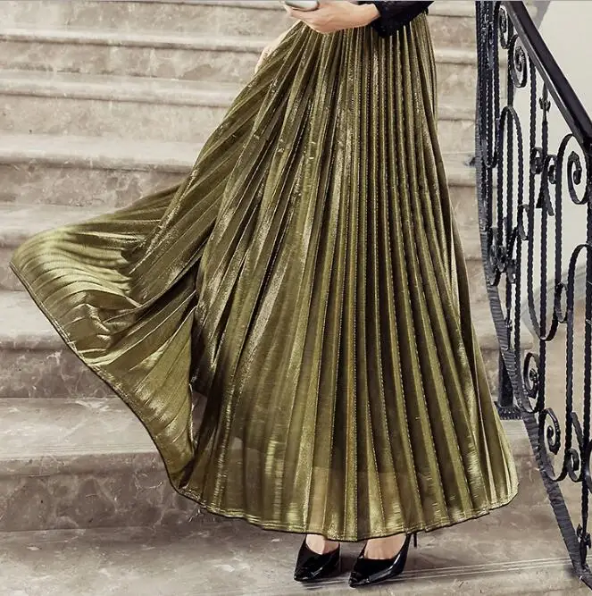 spring and summer ladies skirts with elastic waist double crepe printing pleated long skirt Faldas Saia 
spring and summer ladies skirts with elastic waist double crepe printing pleated long skirt Faldas Saia