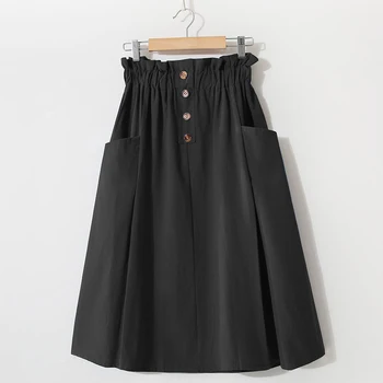 Cotton High Waist Pocket A-line Midi Women's Skirt Fall Black Button Streetwear Skirts Womens Autumn Summer Loose Female Clothes 
Cotton High Waist Pocket A-line Midi Women's Skirt Fall Black Button Streetwear Skirts Womens Autumn Summer Loose Female Clothes