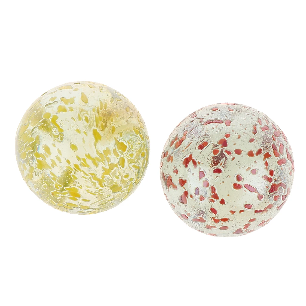 2Pcs 35mm Kids DIY Craft Glass Balls Marbles Yellow & Red Patterned Glass Beads, Collectibles Set of game replacment marbles