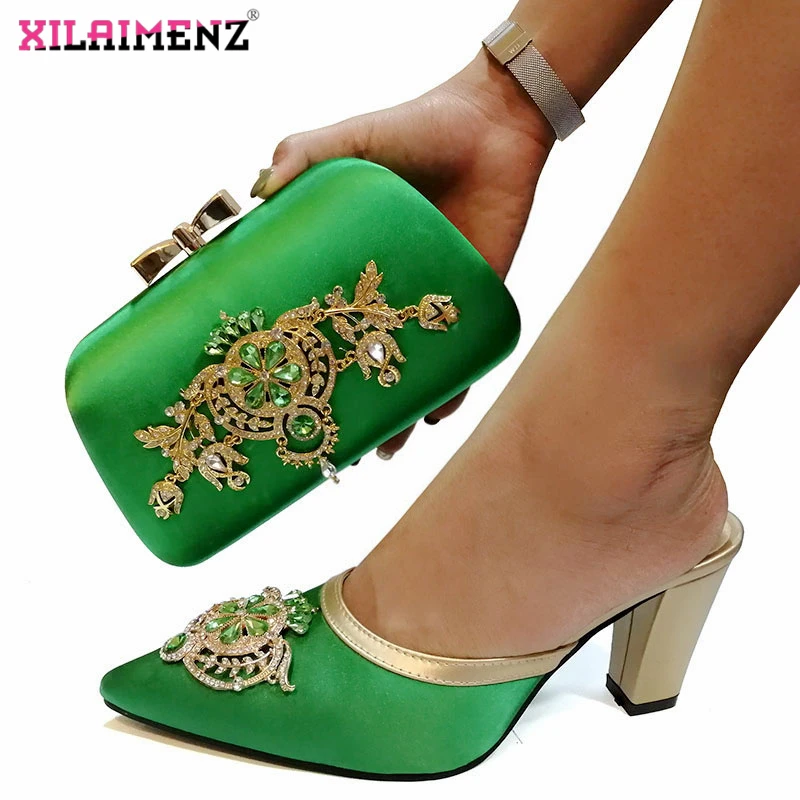 Latest Green Color African Ladies Pointed Toe Slipper And Bags To Match Set Italian Wedding Pumps Shoes And Bag Set For Party
Latest Green Color African Ladies Pointed Toe Slipper And Bags To Match Set Italian Wedding Pumps Shoes And Bag Set For Party