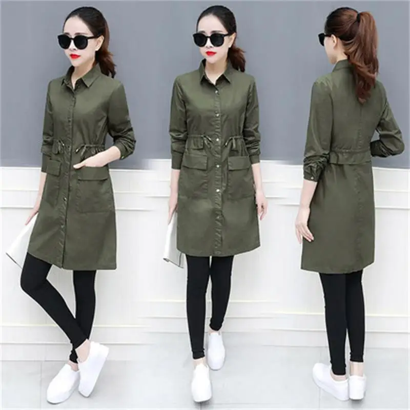 2018 spring new women's long coat Korean fashion loose long-sleeved retro pocket long windbreaker tide
2018 spring new women's long coat Korean fashion loose long-sleeved retro pocket long windbreaker tide