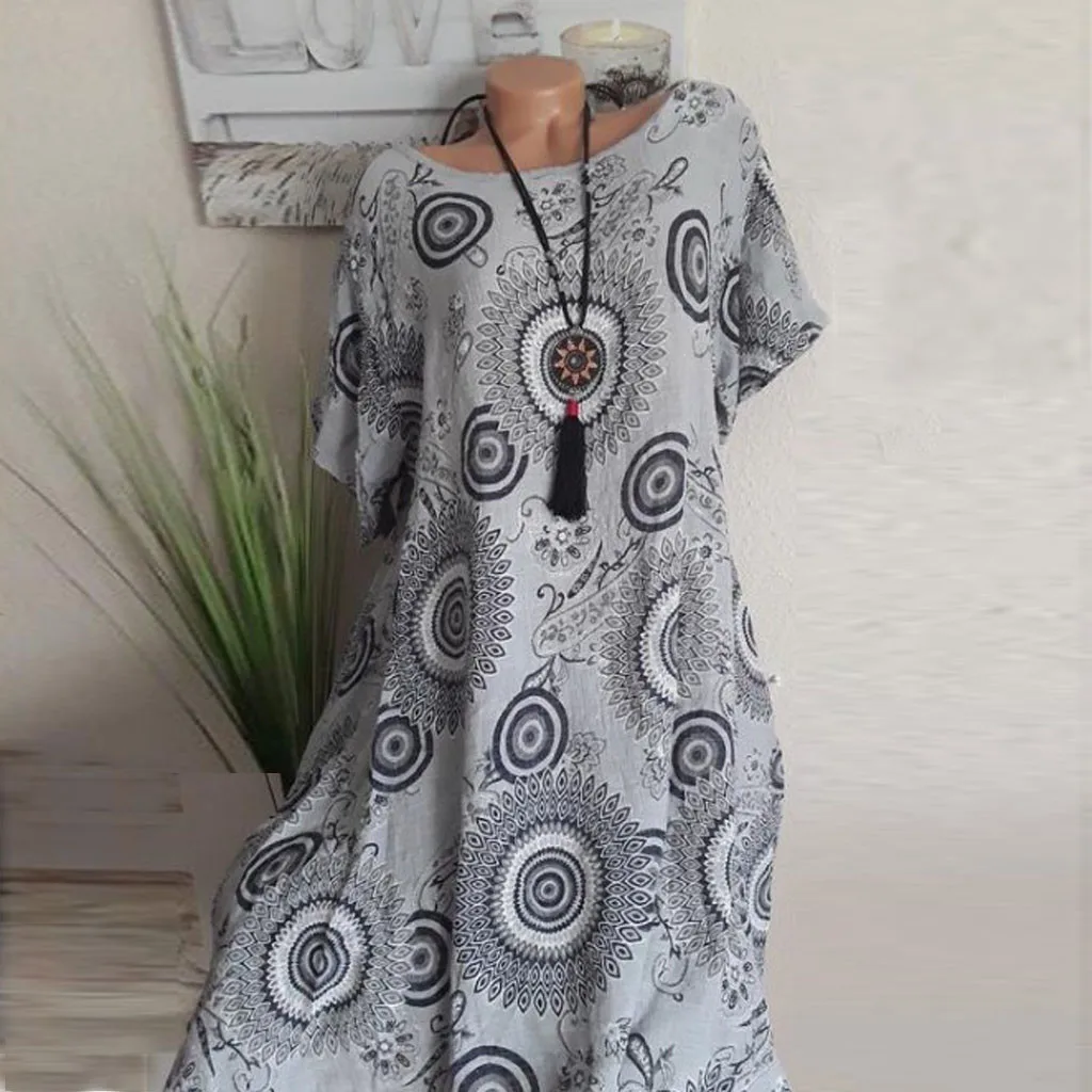 Women Summer Dress Plus Size S-5XL Ladies Casual Cotton And Linen Print Daily Short Sleeve Loose Beach Mini Dress robe femme New
Women Summer Dress Plus Size S-5XL Ladies Casual Cotton And Linen Print Daily Short Sleeve Loose Beach Mini Dress robe femme New