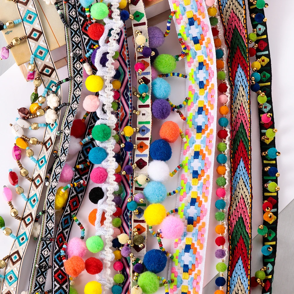 1yard Bohemia Tassel Lace Ribbon Pompom Trim Fabric Handmade Decorative Costume Dress Sewing Supplies DIY Crafts
1yard Bohemia Tassel Lace Ribbon Pompom Trim Fabric Handmade Decorative Costume Dress Sewing Supplies DIY Crafts