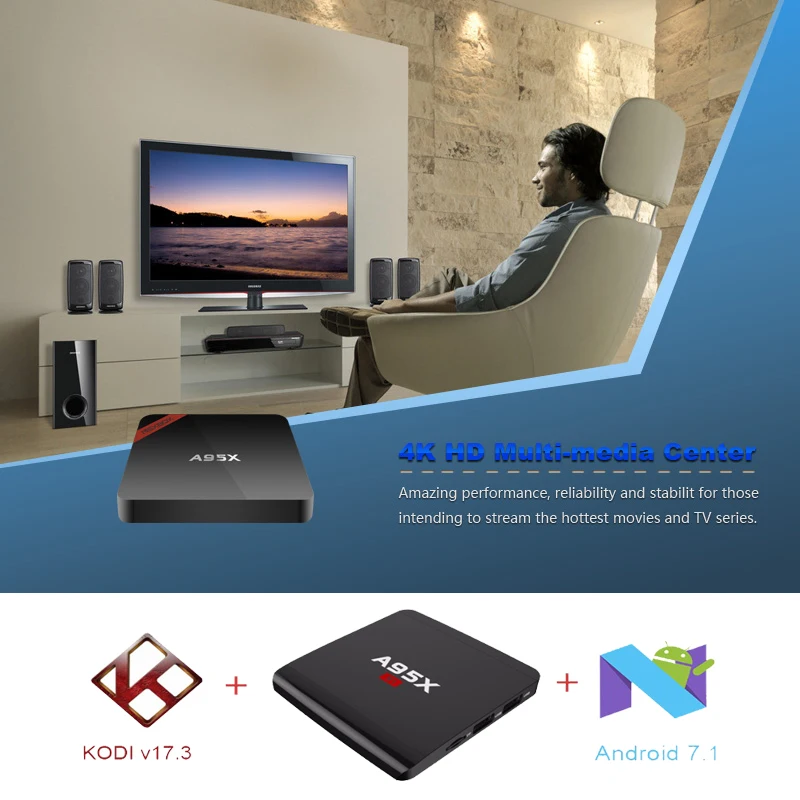 ТВ коробка Android 7 1 Smart tv box 4 K H.265 DLAN Media Player Amlogic S905W ядра компьютерной приставки к