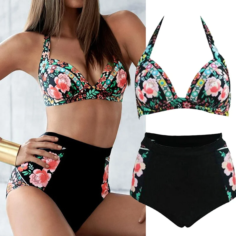 Retro Green Flower Bikini Set Sexy Women Push up Bikini High Waist Bottom Summer Swimming Swimsuit Classic Black Swimwear
Retro Green Flower Bikini Set Sexy Women Push up Bikini High Waist Bottom Summer Swimming Swimsuit Classic Black Swimwear