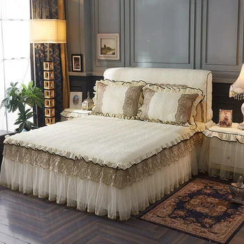 Lace Princess Bed Skirt Thick Bed spread set Pink Purple Grey Blue bed set Full Queen King bed cover Pillowcase for Girls
Lace Princess Bed Skirt Thick Bed spread set Pink Purple Grey Blue bed set Full Queen King bed cover Pillowcase for Girls