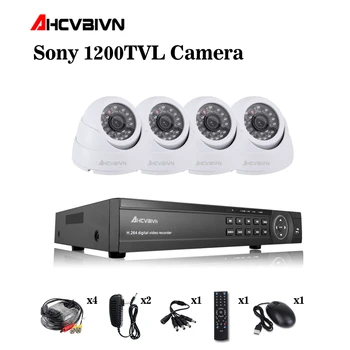 

4CH 1080N HDMI DVR HD Dome 1.0MP HD 1200TVL SONY Security Camera System 4 Channel CCTV Surveillance DVR Kit AHD Camera Set
