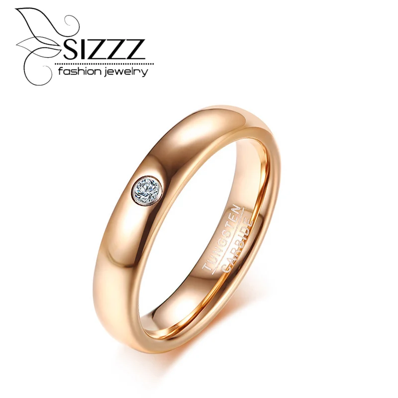 SIZZZ New listing width 4MM inlay single zircon tungsten steel lady rose gold ring for women
SIZZZ New listing width 4MM inlay single zircon tungsten steel lady rose gold ring for women