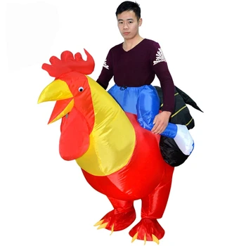 Inflatable Rider Halloween Costume Fancy Dress Red Rooster Cock Chook Chicken Funny Suit Mount