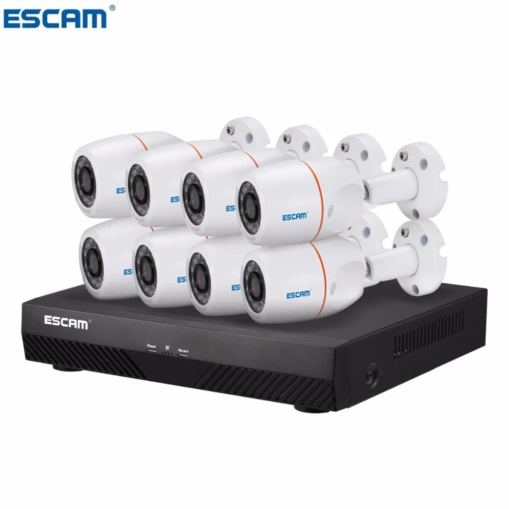 

ESCAM PNK805 HD 1080p 8CH POE NVR Security System With Motion Detector Alarm Record ONVIF IP66 Waterproof IR Bullet Camera