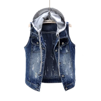Spring Autumn Detachable Hooded Denim Jacket Waistcoat Vintage Slim Sleeveless Short Vest Coat Casual Female Jeans Jackets Tops
Spring Autumn Detachable Hooded Denim Jacket Waistcoat Vintage Slim Sleeveless Short Vest Coat Casual Female Jeans Jackets Tops