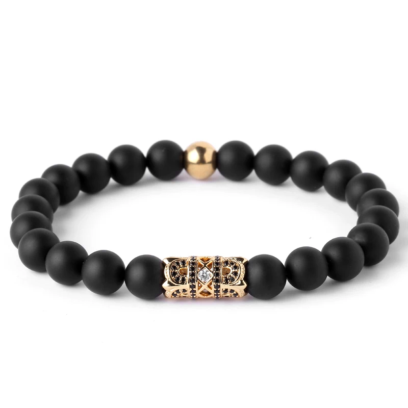 Mcllroy Men's Energy Fashion Jewelry 8mm Matte & Stoppers Beads with Black Cz Anchor Bracelets Men Hot Strand Bracelets
Mcllroy Men's Energy Fashion Jewelry 8mm Matte & Stoppers Beads with Black Cz Anchor Bracelets Men Hot Strand Bracelets