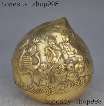 

Crafts statue Chinese folk brass 8 Immortal God Longevity Shou Peach lucky Statue Sculpture halloween