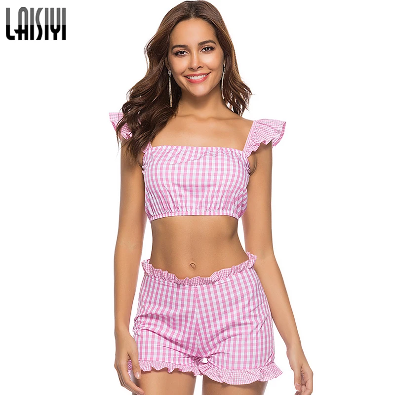 LAISIYI Tracksuit Women 2019 Summer Kawaii Cute Pink Tank Top Shorts Set Plaid Suits Ruffled Crop Top Shorts Set ASSU20130
LAISIYI Tracksuit Women 2019 Summer Kawaii Cute Pink Tank Top Shorts Set Plaid Suits Ruffled Crop Top Shorts Set ASSU20130