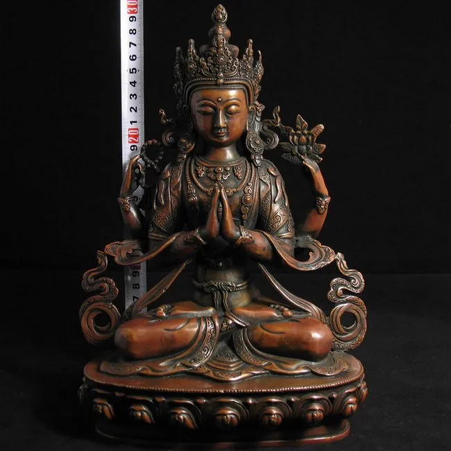 old Buddhism/Tibetan Bronze Four-armed Buddha Statue 11.8"H(30cm) copper tools wedding Decoration Brass Bronze
old Buddhism/Tibetan Bronze Four-armed Buddha Statue 11.8"H(30cm) copper tools wedding Decoration Brass Bronze