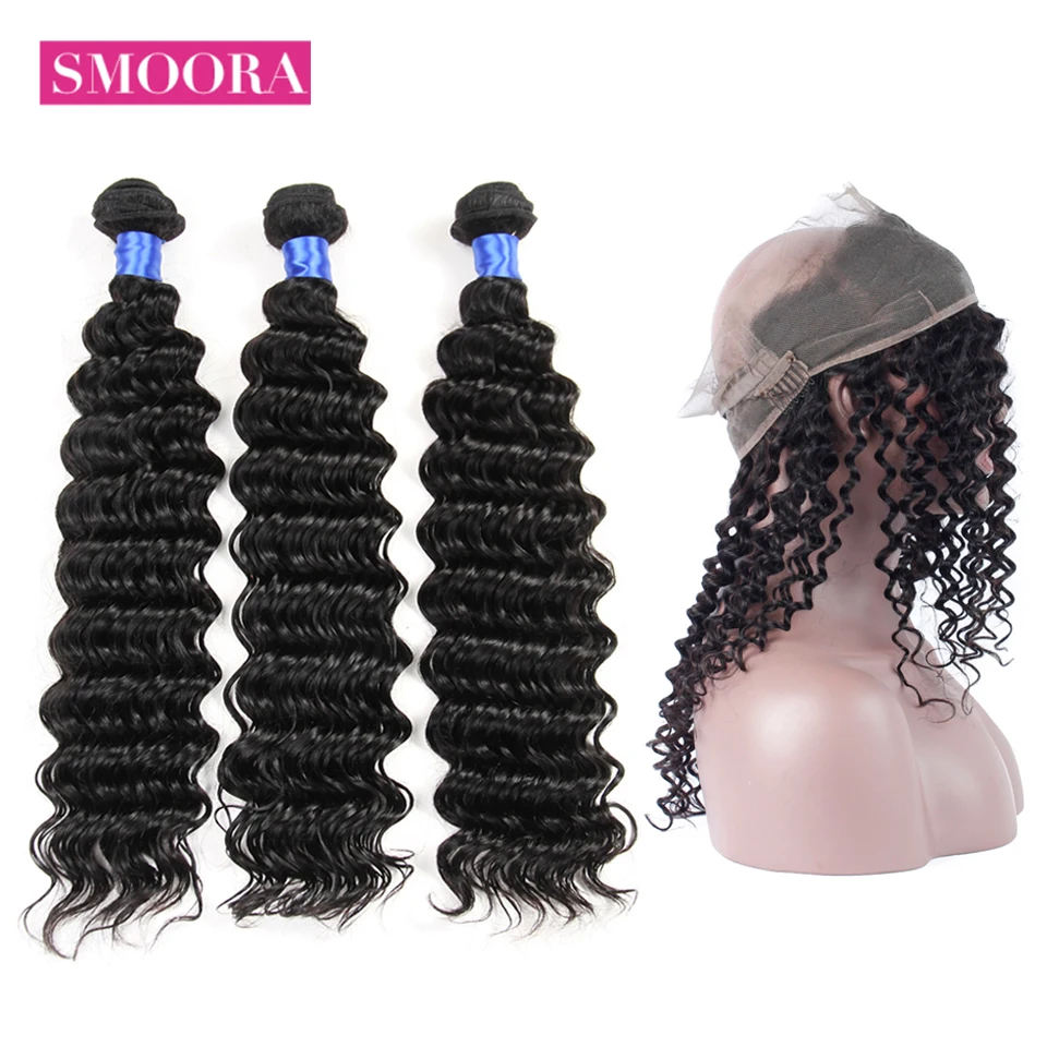 Pre Plucked 360 Lace Frontal With Bundles Brazilian Deep Wave Human Hair Bundles 3 Pcs with 360 Full Closure Non Remy Smoora
Pre Plucked 360 Lace Frontal With Bundles Brazilian Deep Wave Human Hair Bundles 3 Pcs with 360 Full Closure Non Remy Smoora