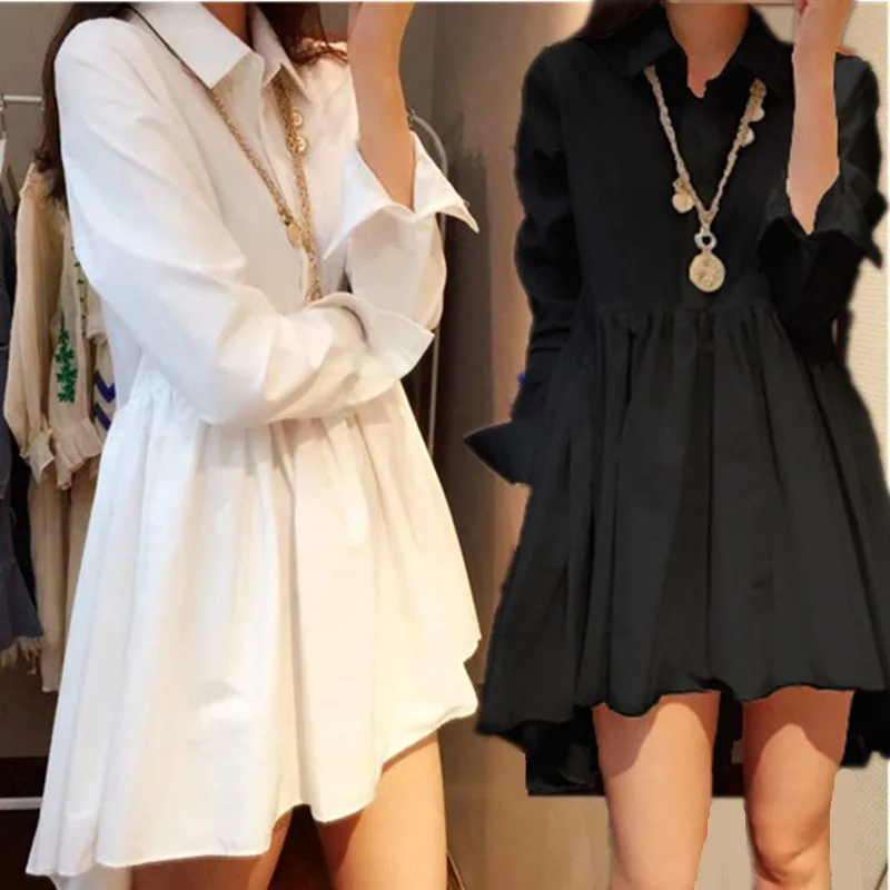 2019 Plus Size Women Turn-Down Collar Shirt Dress 2019 Summer Long Sleeve Empire A-Line Dresses Female White Casual Dress
2019 Plus Size Women Turn-Down Collar Shirt Dress 2019 Summer Long Sleeve Empire A-Line Dresses Female White Casual Dress
