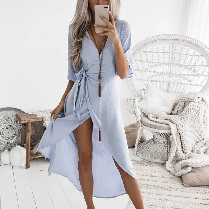 Sexy Deep V-Neck Strap Irregular Summer Dress Female Asymmetrical High Split Elegant Sundress Chiffon Dresses Vestidos
Sexy Deep V-Neck Strap Irregular Summer Dress Female Asymmetrical High Split Elegant Sundress Chiffon Dresses Vestidos
