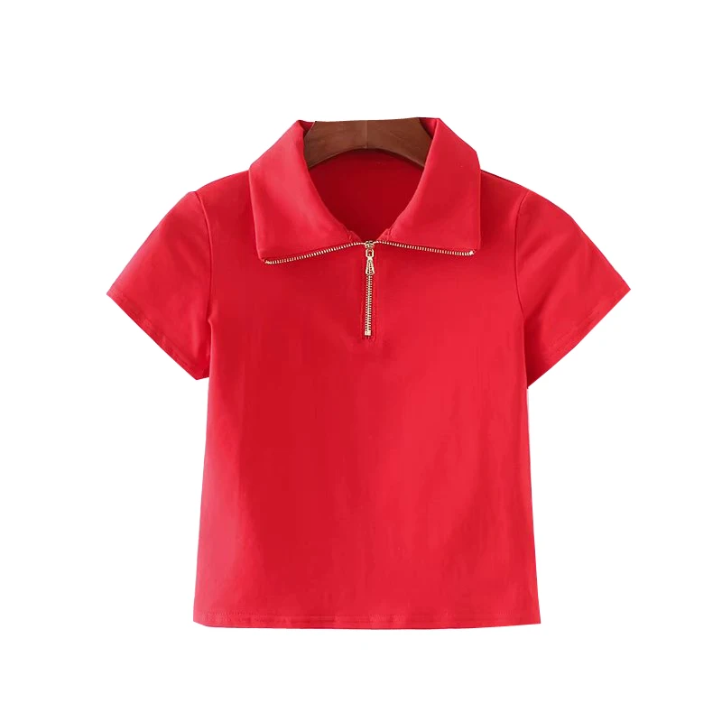 Casual Women Short Sleeve Top T-shirt Turtleneck Front Zipper Fly Women Solid Street Wear Casual Women Crop Top Tee
Casual Women Short Sleeve Top T-shirt Turtleneck Front Zipper Fly Women Solid Street Wear Casual Women Crop Top Tee
