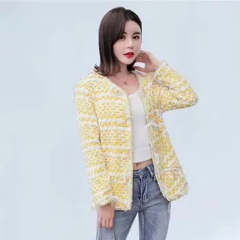 Autumn Yellow Weave Tweed Jacket Coat 2020 Winter Women Long Sleeve Single-Breasted Tassels Trim Thick Woolen Jacket Outwear 033
Autumn Yellow Weave Tweed Jacket Coat 2020 Winter Women Long Sleeve Single-Breasted Tassels Trim Thick Woolen Jacket Outwear 033