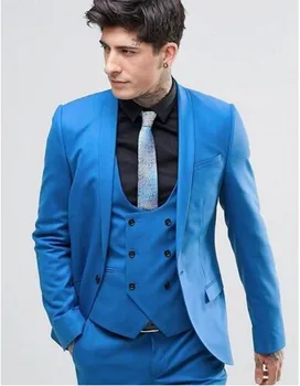 (Jacket+Pants+vest) Bright Blue 3 Pieces Wedding Suits for Men One Button Groom Tuxedos Business Formal Suit Men Suits
(Jacket+Pants+vest) Bright Blue 3 Pieces Wedding Suits for Men One Button Groom Tuxedos Business Formal Suit Men Suits