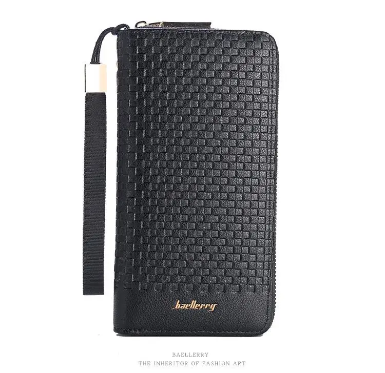Cartera de cadena para hombre protegido RFID genuino cuero negro soporte tarjeta de crédito Bolso