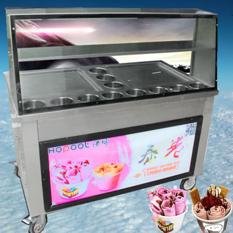 Newest fried ice cream roll machine with energy saving lamp,double pan11 buckets double Hitachi compressor Fried ice pan machine
Newest fried ice cream roll machine with energy saving lamp,double pan11 buckets double Hitachi compressor Fried ice pan machine