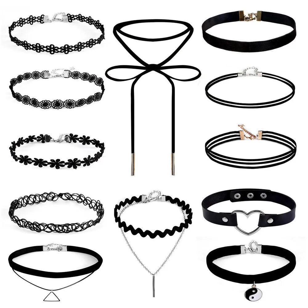 8-12Pcs Different Gothic Stretch Velvet Tattoo Lace Choker Necklace Set Long Pendant Jewelry Women Black Choker Collar Wholesale
8-12Pcs Different Gothic Stretch Velvet Tattoo Lace Choker Necklace Set Long Pendant Jewelry Women Black Choker Collar Wholesale