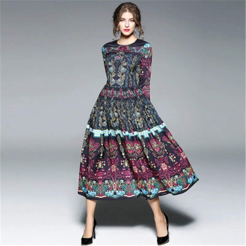 2019 spring and summer long-sleeved elegant women's bohemian style temperament Slim retro printed floor women's dress
2019 spring and summer long-sleeved elegant women's bohemian style temperament Slim retro printed floor women's dress