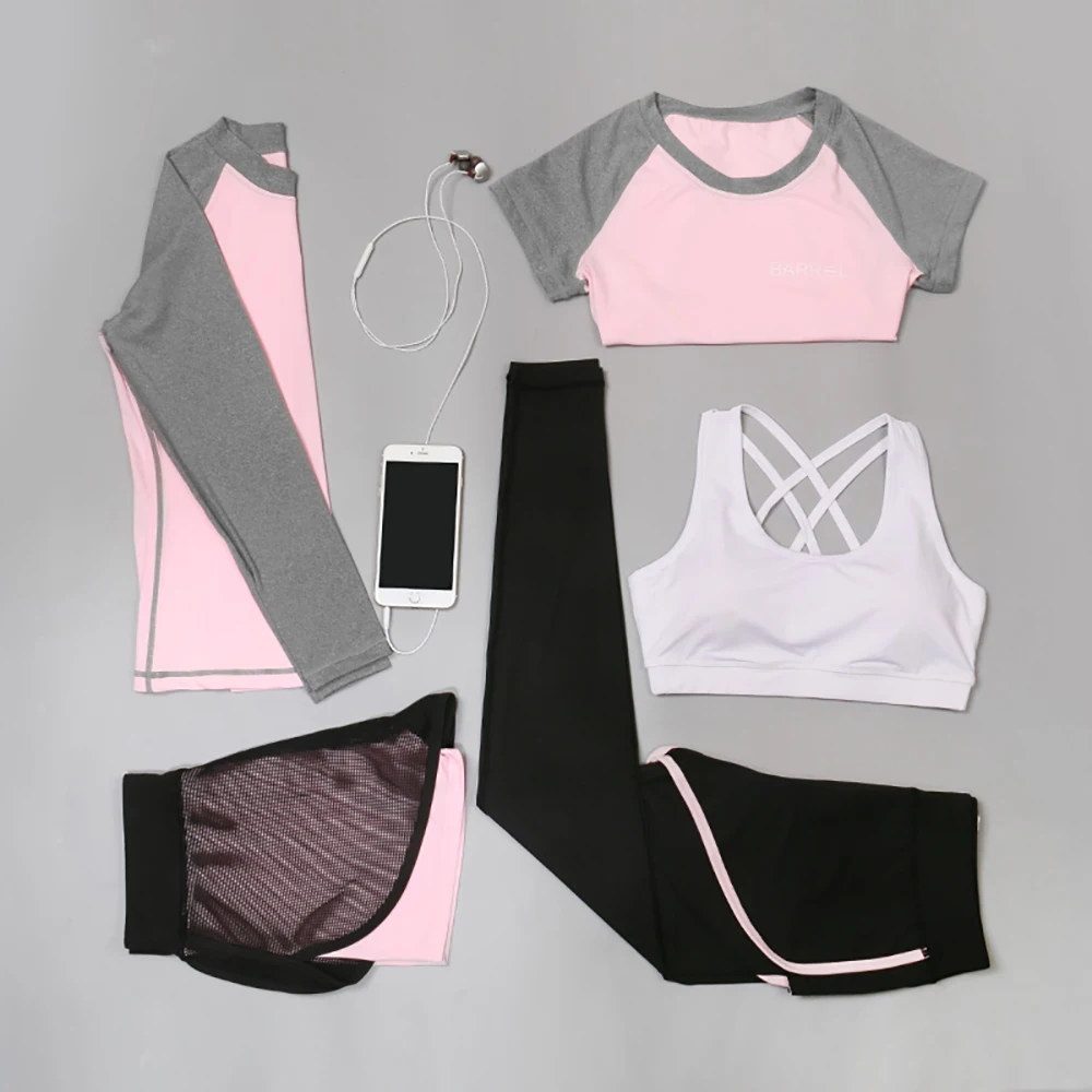 5PCS Women Yoga Set for Running T-Shirt Tops Sports Bra Vest Fitness Pants Short sleeve Shorts Pant Gym Workout Sports Suit Set
5PCS Women Yoga Set for Running T-Shirt Tops Sports Bra Vest Fitness Pants Short sleeve Shorts Pant Gym Workout Sports Suit Set