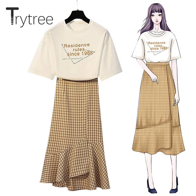 Trytree 2019 Summer Women two piece set Casual O-neck Cotton Pattern Top + Skirt Plaid Mid-Calf Ruffles Hem Suit Set 2 Piece Set
Trytree 2019 Summer Women two piece set Casual O-neck Cotton Pattern Top + Skirt Plaid Mid-Calf Ruffles Hem Suit Set 2 Piece Set