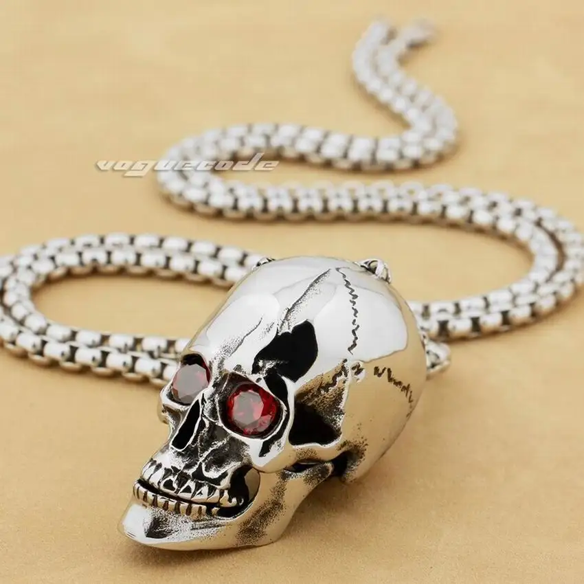 Heavy 316L Stainless Steel Red CZ Eyes Openable Skull Mens Pendant 3H001 Stainless Steel Necklace 26
Heavy 316L Stainless Steel Red CZ Eyes Openable Skull Mens Pendant 3H001 Stainless Steel Necklace 26