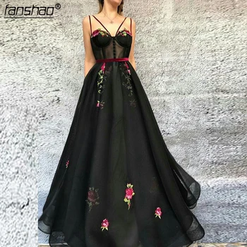 Black Prom Dress Appliques Beads A Line Spaghetti Strap Illusion Prom Dresses Islamic Dubai Saudi Arabic Evening Dress-in Prom D
Black Prom Dress Appliques Beads A Line Spaghetti Strap Illusion Prom Dresses Islamic Dubai Saudi Arabic Evening Dress-in Prom D