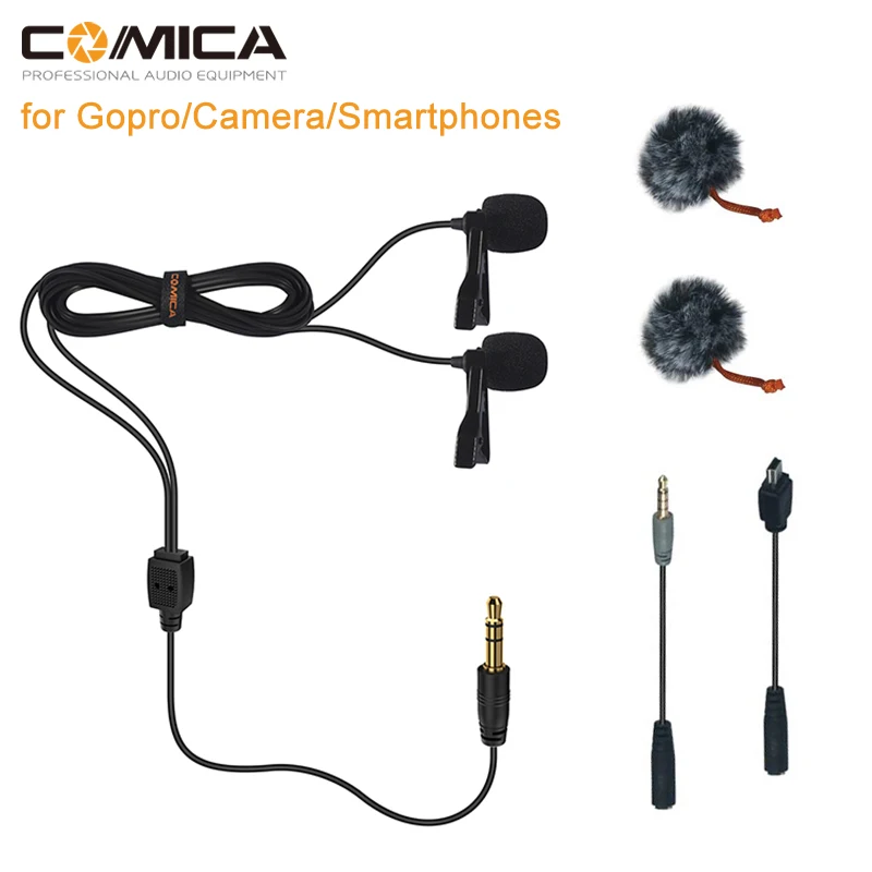 Comica CVM-D02 Dual-head Lavalier Microphone Clip-on Lapel Condense Video Interview Vlog Mic for Smartphone DSLR GoPro Camera
Comica CVM-D02 Dual-head Lavalier Microphone Clip-on Lapel Condense Video Interview Vlog Mic for Smartphone DSLR GoPro Camera