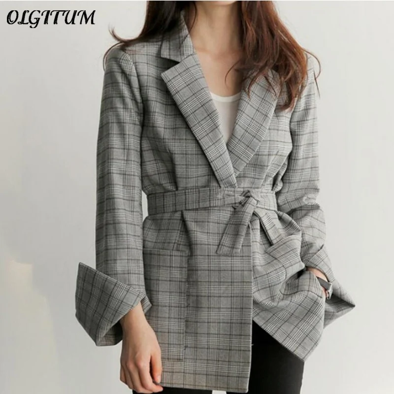 2019 New Fashion Bow Sashes Split Sleeve Jackets Spring Autumn Office Lady Women Gray Plaid Blazer Elegant Work Blazers Femme
2019 New Fashion Bow Sashes Split Sleeve Jackets Spring Autumn Office Lady Women Gray Plaid Blazer Elegant Work Blazers Femme