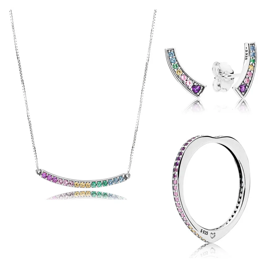2018 Spring 925 Silver RAINBOW ARCS OF LOVE NECKLACE Ring Earrings 3pcs/1set Fit Original panqiou Charm DIY Jewellery set
2018 Spring 925 Silver RAINBOW ARCS OF LOVE NECKLACE Ring Earrings 3pcs/1set Fit Original panqiou Charm DIY Jewellery set