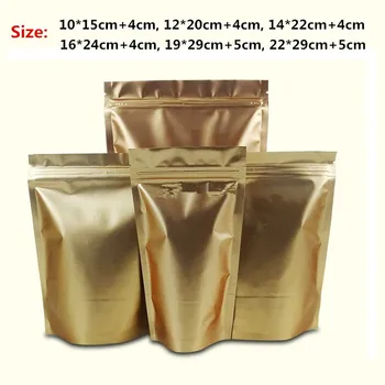 100pcs/lot- 6 sizes options 200mic Matt Gold Aluminum Foil Zip Lock Bag Stand Up Pouch Food Powder Tea Coffee Party Gift Bag
100pcs/lot- 6 sizes options 200mic Matt Gold Aluminum Foil Zip Lock Bag Stand Up Pouch Food Powder Tea Coffee Party Gift Bag