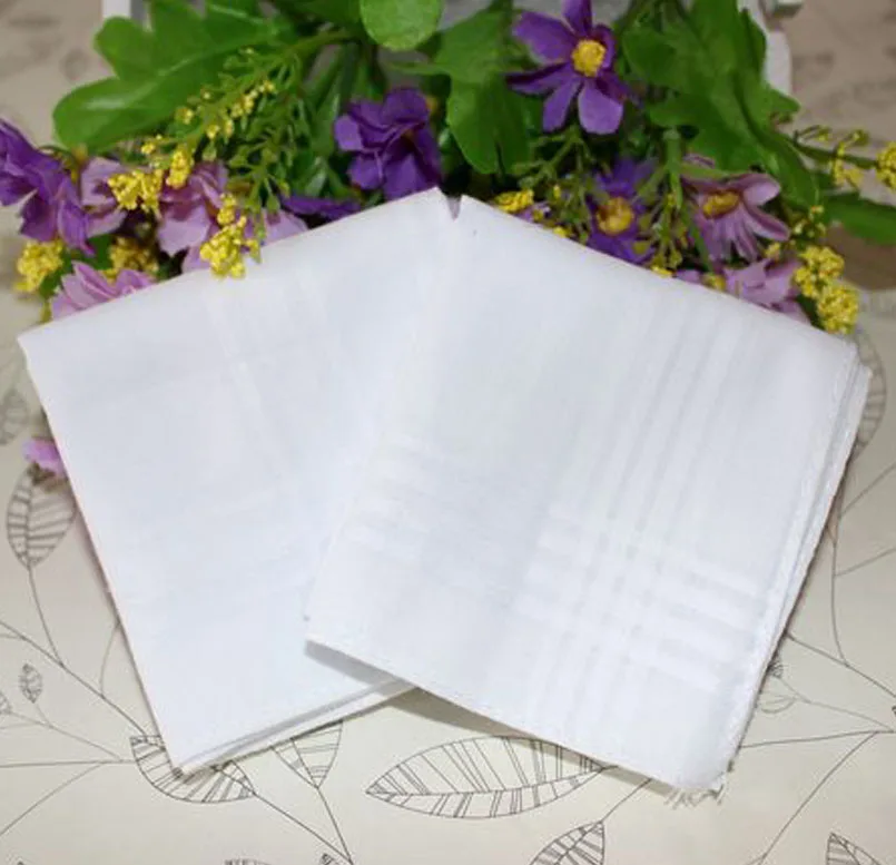 

10pcs Retro white satin weave cotton handkerchiefs women and men's wedding pocket square hotel restaurant white Cloth napkins