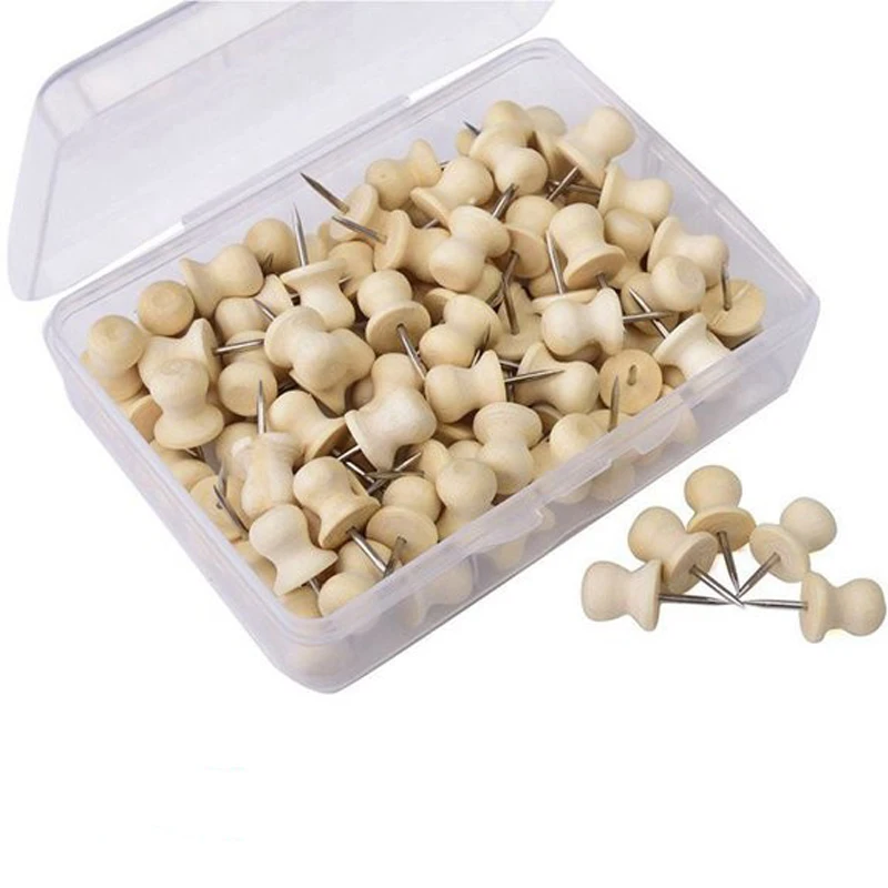 100 pcs Wood Push Pins Wooden Thumb Tacks Steel Point Pushpin Transparent Storage Box For Cork Boards Map Photos Calendar
100 pcs Wood Push Pins Wooden Thumb Tacks Steel Point Pushpin Transparent Storage Box For Cork Boards Map Photos Calendar