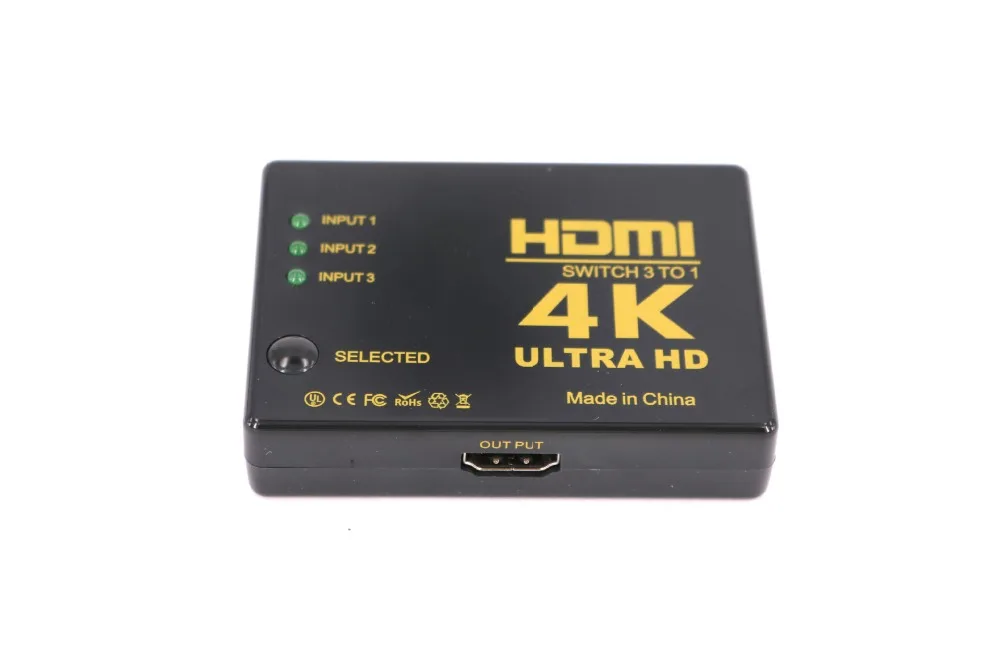 1080P 4K*2K HDMI Video Switch Switcher HDMI Splitter 3 input 1 output Port Hub for DVD HDTV PS4 notebook Set top box projector
1080P 4K*2K HDMI Video Switch Switcher HDMI Splitter 3 input 1 output Port Hub for DVD HDTV PS4 notebook Set top box projector