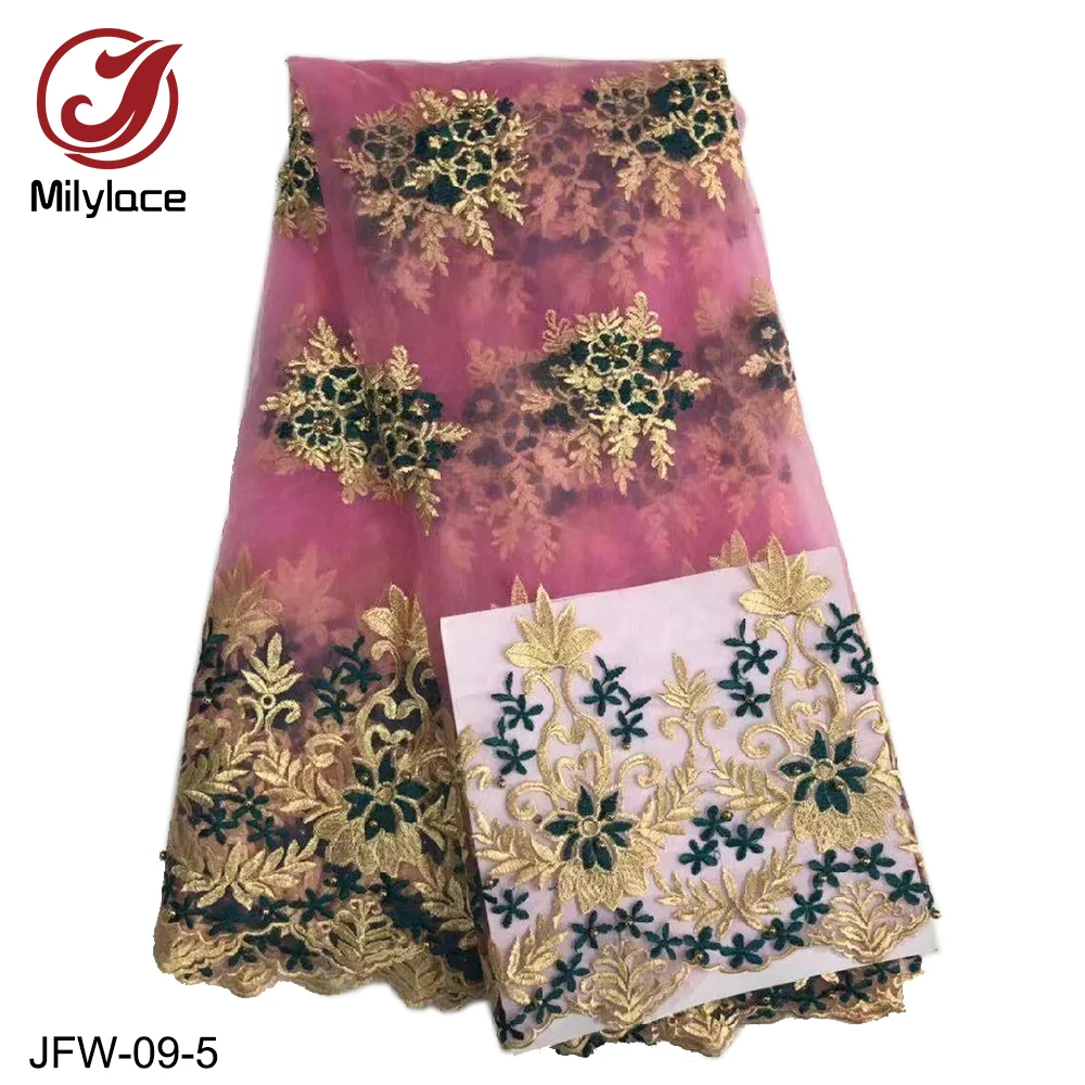 Milylace Nigerian classics lace fabric 5 yards African floral embroidery tulle lace with beads material for party dresses JFW-09
Milylace Nigerian classics lace fabric 5 yards African floral embroidery tulle lace with beads material for party dresses JFW-09