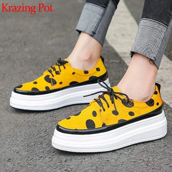 Krazing Pot hot saling spotted horse hair lace up platform round toe European designer mixed color casual vulcanized shoes L41
Krazing Pot hot saling spotted horse hair lace up platform round toe European designer mixed color casual vulcanized shoes L41