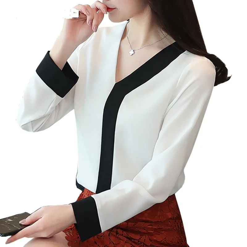 Spring Summer 2019 New Women Chiffon Blouse & Tops Feminine Long Sleeved V Neck PatchWork Blouse & Shirt
Spring Summer 2019 New Women Chiffon Blouse & Tops Feminine Long Sleeved V Neck PatchWork Blouse & Shirt