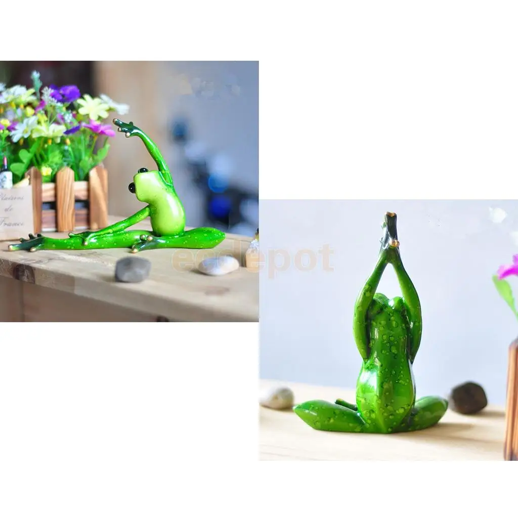 2pcs 3D Frog Figurines Miniatures Ornament Statute Bonsai Garden Decor Bonsai Plant Decoration Craft, Office Desk Ornament