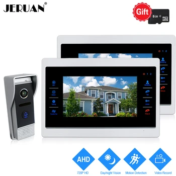 

JERUAN 10`` 720P Video Door Phone Doorbell Unlock Intercom System 2 Record Monitor +1.0MP HD COMS Camera With Motion Detection