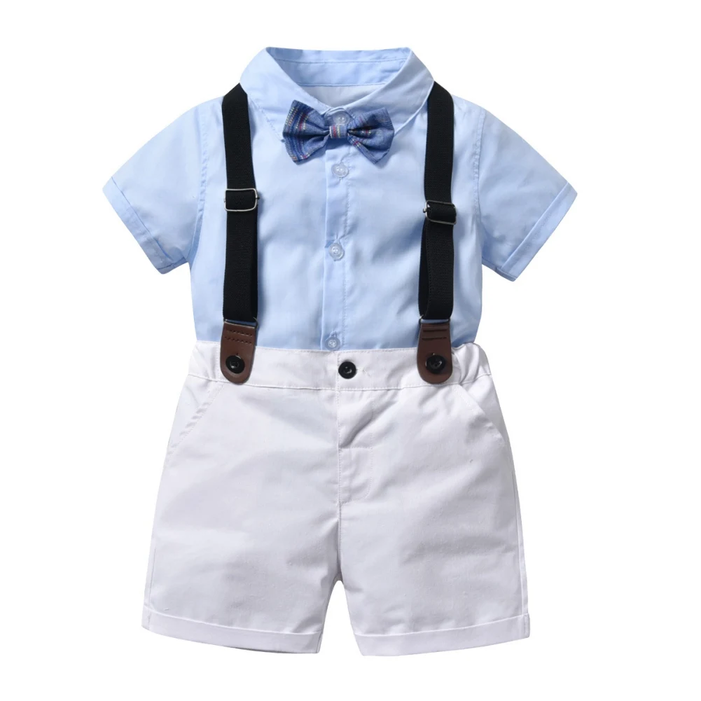 Boys Short Sleeve Shirt With Bowknot +Suspender Short Pants Baby Boys Sets New Children's Fashion Suit Casual Clothes
Boys Short Sleeve Shirt With Bowknot +Suspender Short Pants Baby Boys Sets New Children's Fashion Suit Casual Clothes